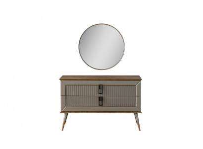 Brong Designer Kommode Edelen Ronnspeegel Luxus Schminkdësch Set 2tlg