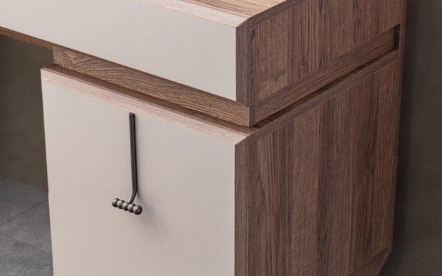 Beige Schreifdësch Luxus Büro-Dësch Mauer-Schaf Computerdësch Set