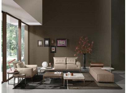 Luxus Chaiselongue Stoff Wunnzëmmer Design Canapé Braun Miwwelen Couchen Prianera