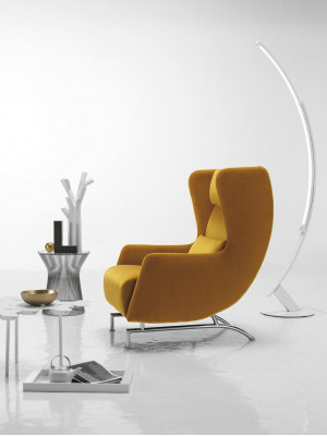 Sëtz Sesselleefstel Design Giel Stoff Wunnzëmmer Miwwelen Ousensëtz Prianera