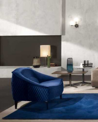 Still Sëtzmiwwel Modern Stoff Lounge Textil Luxus Sëtz Relax Miwwel Blo Prianera