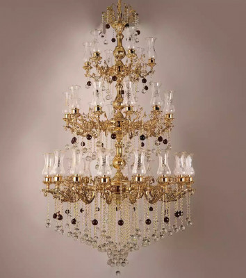 Luxus Plafongsliicht Gold Krouneliicht Plafongslampe Lüster Kristall 130x280cm