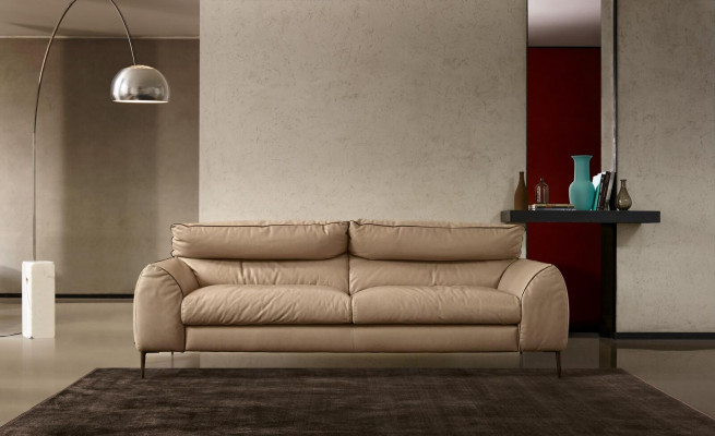 Wunnzëmmer Lieder-Sofa Beige Zweisëtzer Design Sofas Polster Sofas 2 Sëtz Prianera