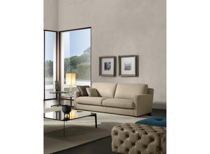 Design Textil 3-Sëtz Graue Couch Elegant Sofa Polsterung Prianera Wunnzëmmer