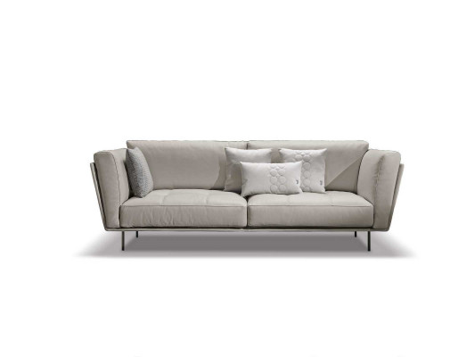 Luxus Sofa 3 Sëtzer Couchen Sofaen Gepolstert Canapé Stoff Modern Beige Dräisëtzer
