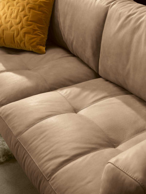 Luxus Sofa 3 Sëtzer Couchen Sofaen Gepolstert Canapé Stoff Modern Beige Dräisëtzer