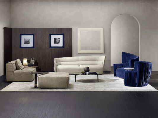 Sëtzeng Eenstëtz Italieneschen Stil Polster Holz Textil Prianera Luxus Blo