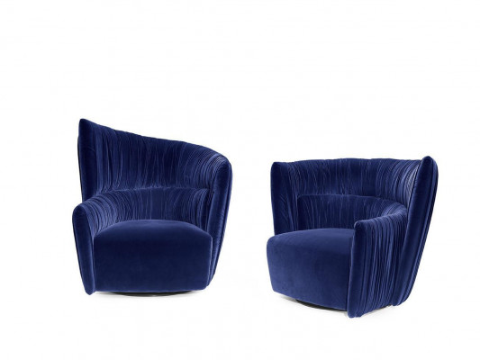 Sëtzeng Eenstëtz Italieneschen Stil Polster Holz Textil Prianera Luxus Blo