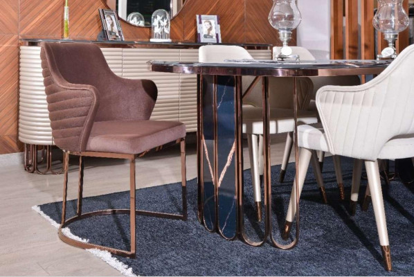 Komplette Iesszëmmer Iessgrupp Iesseck Dësch Still Brong Set 7-Deel Holz