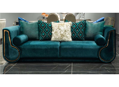 Dräisëtzer Stoffsellschaft Sofa 3 Sëtzer Polstersofa Modern Design Gréng Nei