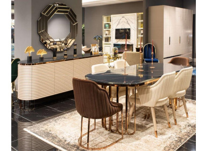 Iessgrupp Eck fir z'iessen Iessdësch Still Beige Set 9-Delux Holz Iesszëmmer