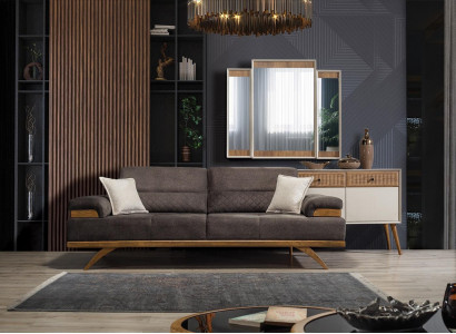 3-Sëtzer Design-Sofa Gepolstert Sofas Couchen Stoff Textil Nei