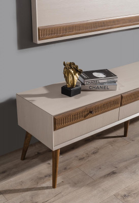 Garnitur Wunnwand TV-Stänner RTV Lowboard Sideboard TV-Kader Holz