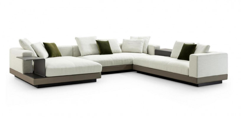 Ecksofa wäiss U-Form Luxus Stil Modern Wunnzëmmer Sofa Wohnlandschaft
