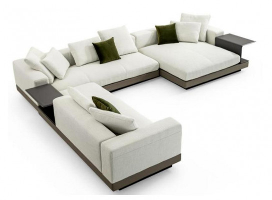 Ecksofa wäiss U-Form Luxus Stil Modern Wunnzëmmer Sofa Wohnlandschaft