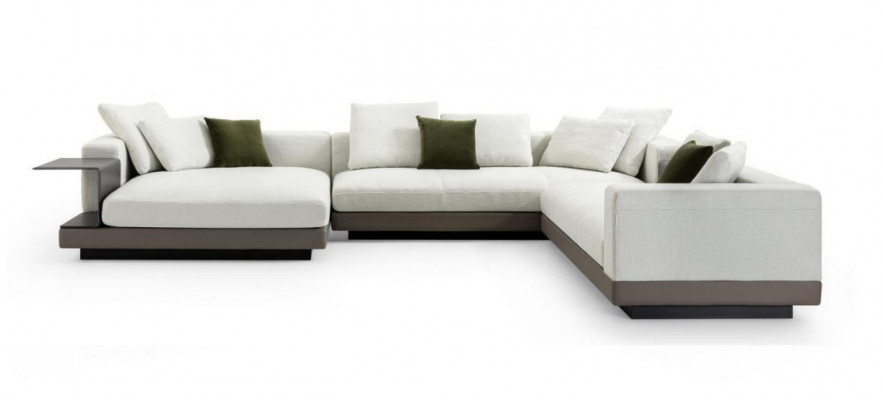 Ecksofa wäiss U-Form Luxus Stil Modern Wunnzëmmer Sofa Wohnlandschaft