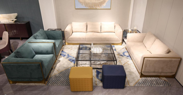 Wohnzëmmer Sofa Garnitur 3+3 Sëtzer Modern Set Design Sofa Couch Miwwelen
