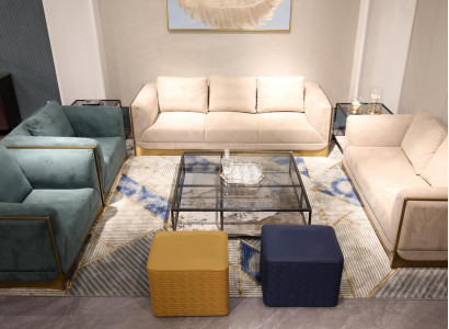 Wohnzëmmer Sofa Garnitur 3+3 Sëtzer Modern Set Design Sofa Couch Miwwelen