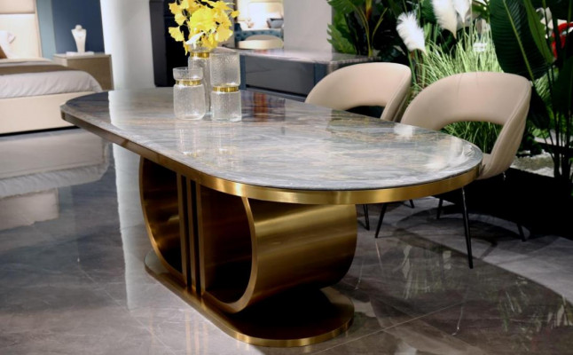 Luxus modernen Iessdësch Iesszëmmer Dësch Holz Modern Miwwelen Dëscher 240x100