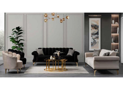 Luxuriéis Sofa-Set 3+2+1+1-Sëtzer-Set Sofa Fotell-Set Stoff-Set fir Wunnzëmmer