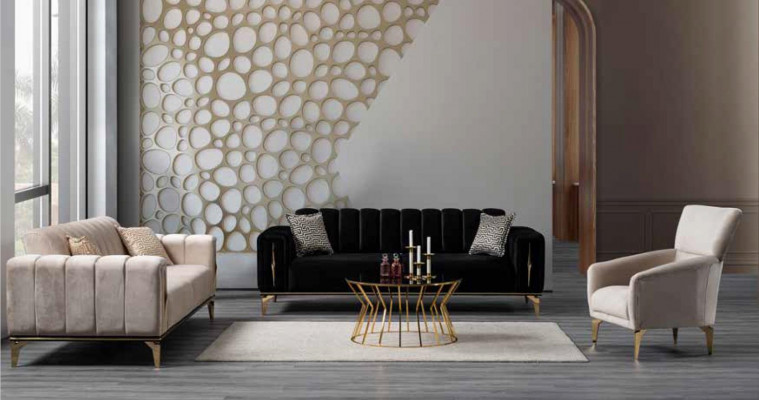 Déif Polsterung Luxus-Set 3+2+1 Sëtz Komfortabel modern Stil fir Wunnzëmmer.