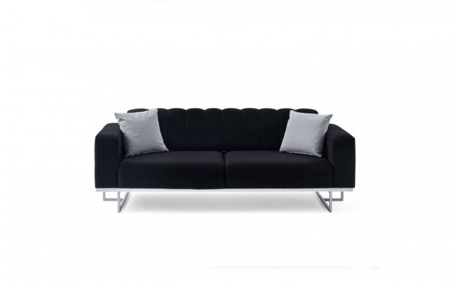 Schwaarze Luxus 3-Sëtzer Modernen Wunnzëmmer 3-er Gepolstert Couchen Neien