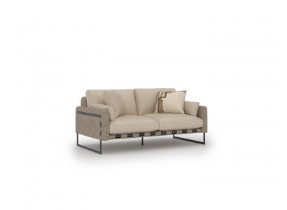Luxus Beige Zweesëtzeger Sofa Couch Polstermébel Textil Wunnzëmmer Ariichtung