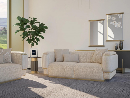Luxus Stuff Miwwelen Canapé Couch Zwëschesëtz Beige Canapéën Polstermiwwelen