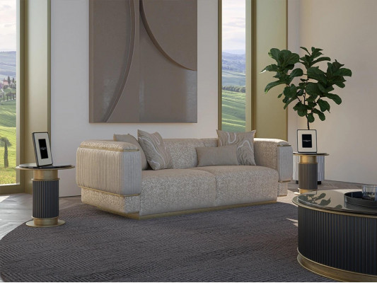 Dreesëtzeger Sofa Textil Wunnzëmmer Beige Polstermébel Luxus Sofas Canapé