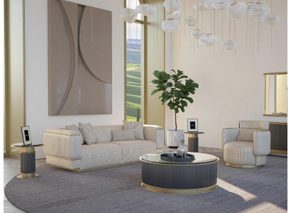 Wunnzëmmer Set 2tlg Sofa Komplett Design Dräisëtzer Sofa Nei Fauteuil Sofagarnitur