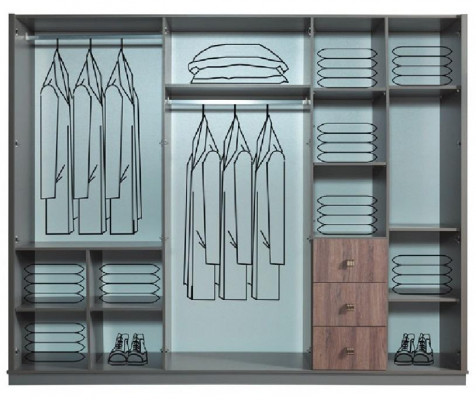 Groussen, gréingen, Kleederschaf fir d'Schlofkummer, Holzkäch, Luxusmiwwelen, Nei.