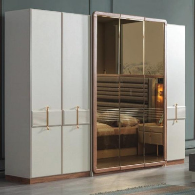 Wäisse Kleederschaf Designer Holzschaf Schlofkummer Glasschaf
