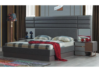 Schlofkummer Ariichtung Luxus Duebelbett Designer Nuetsdëscher 3tlg Set