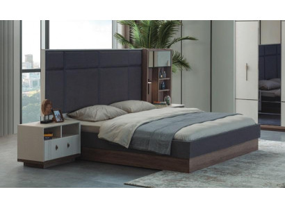 Gro Bett Design Set Duebelbett 2x Nuetsdëscher Schlofkummer an aachrom Farwen.