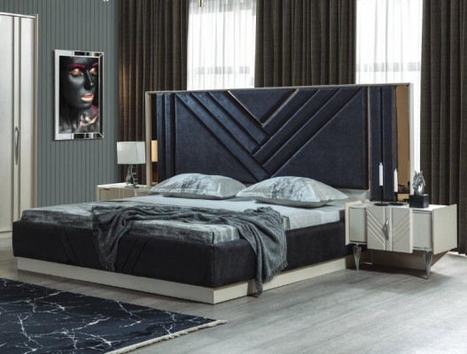 Blo Bett Designer Bettgestell Schlofzëmmer Miwwelen Luxus Nuetsstillen
