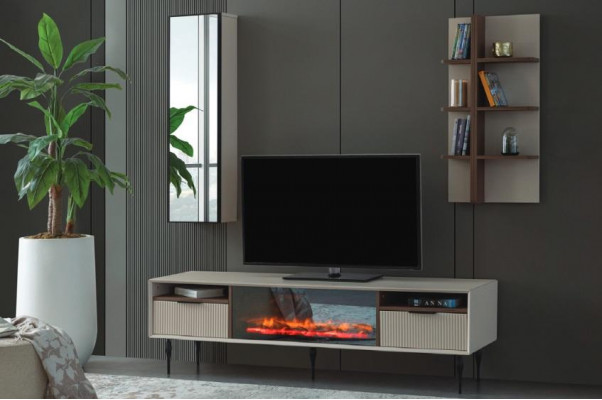 Beigefaarweg Wunnwand Designer TV-Schrack Wandregal Luxus Holz Regal 3-Deel Set