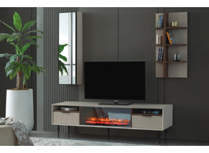 Beigefaarweg Wunnwand Designer TV-Schrack Wandregal Luxus Holz Regal 3-Deel Set