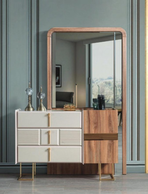 Modern Kommode mat Spigel Designer Kommoden Schlofkummer Garnitur 2-deeleger Set