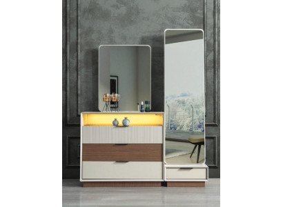 Schlofkummer Designer Kommode Mat Spigel LED Beliichtung Holz Miwwel