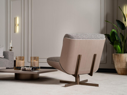 Wunnzëmmer Koppel Fauteuil RTV Lowboard Couchtischen Holz Beige 6-Stéck