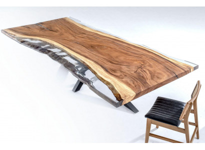 Iesszëmmerdësch Konferenzdëscher Iessdësch Epoxidharz Dësch Holz Brong
