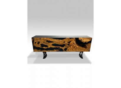 TV Stand Sideboard RTV Lowboard Wunnzëmmer Epoxyharz Holz Brong