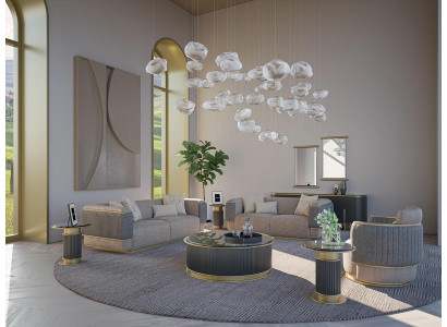 Komplett 3-teilleg Polstersofa Dräisëtzer Modern Sessell Wunnzëmmer Zwëschesëtzer Couch