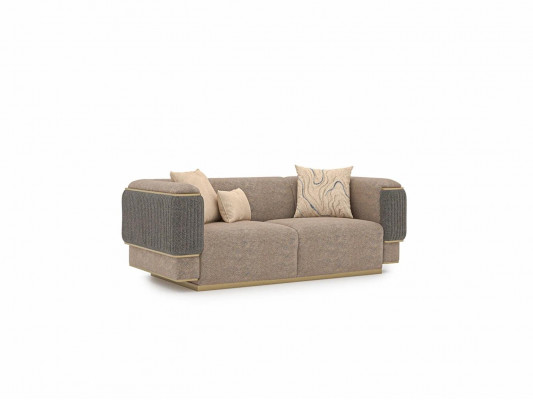 Komplett 3-teilleg Polstersofa Dräisëtzer Modern Sessell Wunnzëmmer Zwëschesëtzer Couch