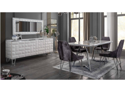 Iesszëmmer Set Iessdësch 4x Still Kommode mat Spigel Modern Set Gro