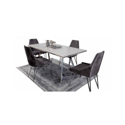 Iesszëmmer Set Iessdësch 4x Still Kommode mat Spigel Modern Set Gro