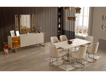 Luxuriéis Iesszëmmer Set Iessdësch + 6x Still + Sideboard + 3x Spigel 11tlg