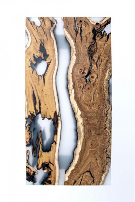 Kichen Dësch Iessdësch Epoxidharz Iesszëmmer Dësch Dësch 160 cm Holz Braun