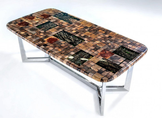 Kachdësch Iessdësch Epoxidharz Iesszëmmerdësch Dësch 140 cm Holz Braun