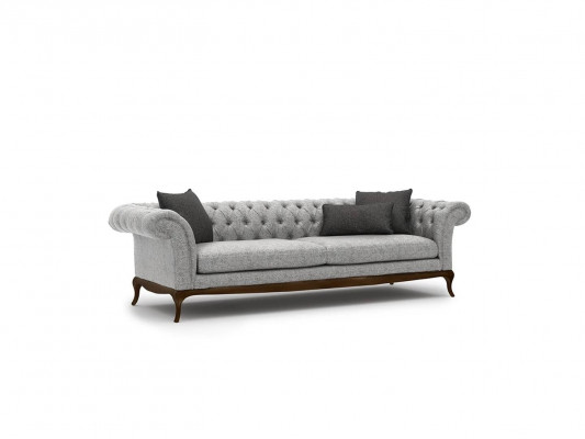 Modern Wunnzëmmer Set 4tlg Grau Sofa Canapé Designer Holz Dësch Nee